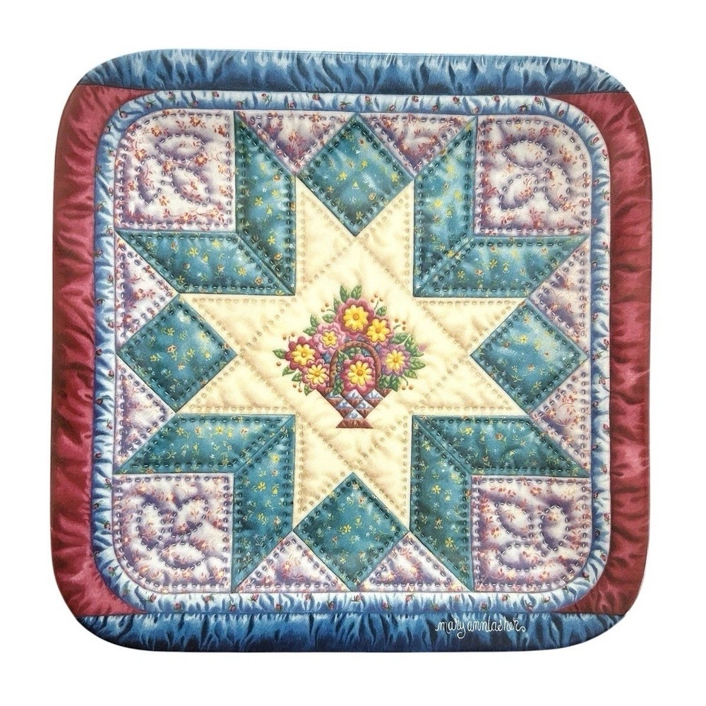 Bradford Exchange Cherished Traditions Starburst Floral Quilt Plate Cottage